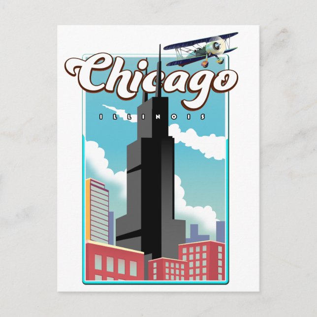 Postal Cartel de viaje de Chicago Illinois EE. UU. (Anverso)