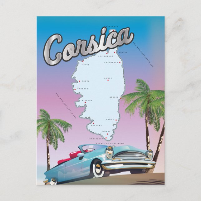 Postal cartel de viaje de Córcega (Anverso)