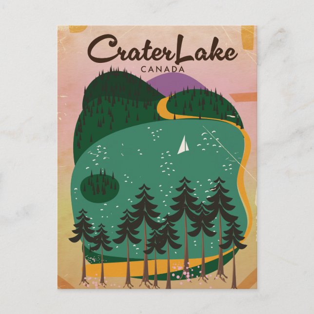 Postal Cartel de viaje de cráter lake Canada (Anverso)