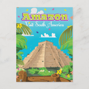 Postal Cartel de viaje de dibujos animados de Amazon, Bra