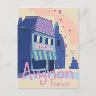 Postal Cartel de viaje de dibujos animados de Aviñón Fran