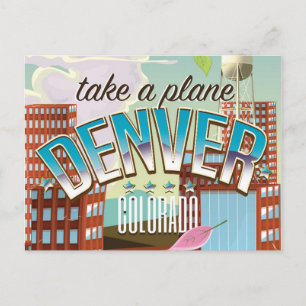 Postal Cartel de viaje de dibujos animados de Denver Colo
