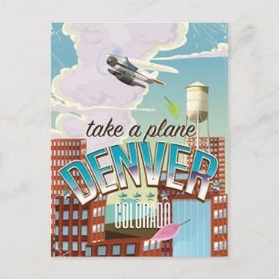 Postal Cartel de viaje de dibujos animados de Denver Colo