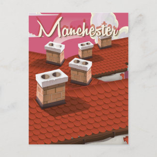Postal Cartel de viaje de dibujos animados de Mánchester,