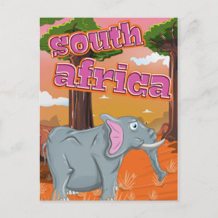 Postal Cartel de viaje de dibujos animados de Sudáfrica