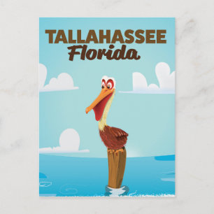 Postal Cartel de viaje de dibujos animados de Tallahassee