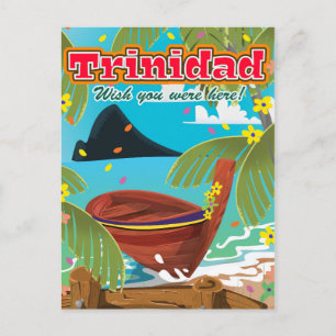 Postal Cartel de viaje de dibujos animados de Trinidad