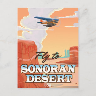 Postal Cartel de viaje de dibujos animados del desierto d