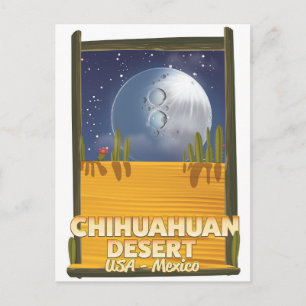 Postal Cartel de viaje de dibujos animados del desierto d