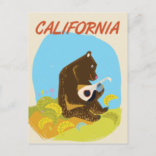 Postal Cartel de viaje de dibujos animados vintage de Cal