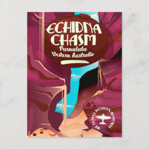 Postal cartel de viaje de Echidna Chasm animado