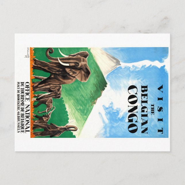 Postal Cartel de viaje de elefantes belgas del Congo de 1 (Anverso)