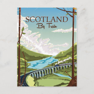 Postal Cartel de viaje de Escocia en locomotora de tren