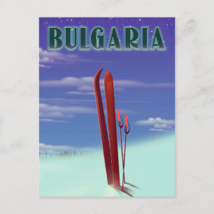 Postal cartel de viaje de esquí a Bulgaria