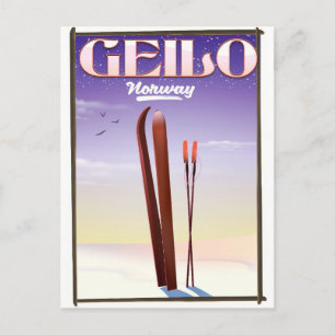 Postal cartel de viaje de esquí a Geilo, Noruega
