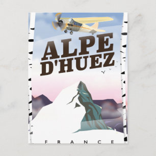 Postal Cartel de viaje de esquí Alpe d'Huez, Francia