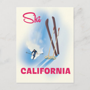 Postal Cartel de viaje de esquí California