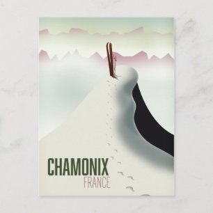 Postal Cartel de viaje de esquí Chamonix Francia