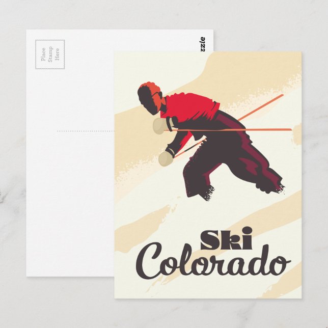 Postal Cartel de viaje de esquí Colorado (Anverso / Reverso)