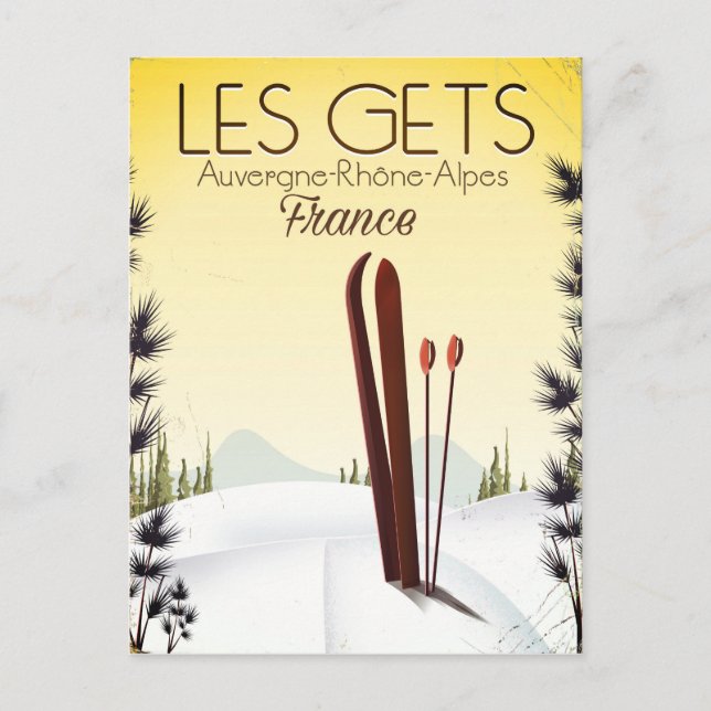 Postal Cartel de viaje de esquí de Les Gets Francia (Anverso)