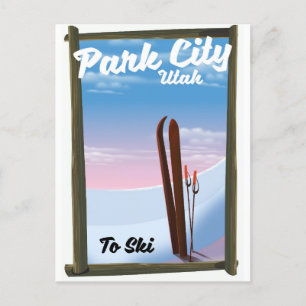 Postal Cartel de viaje de esquí de Park City Utah