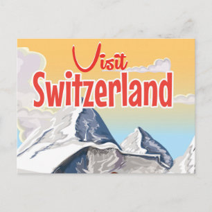 Postal Cartel de viaje de esquí de Suiza