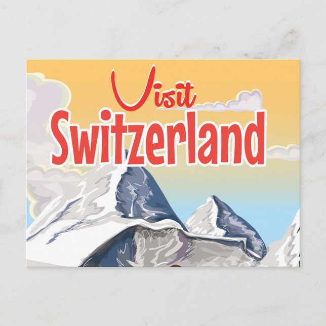 Postal Cartel de viaje de esquí de Suiza (Anverso)