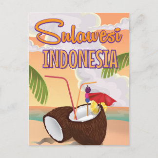 Postal Cartel de viaje de estilo vintage de Sulawesi Indo