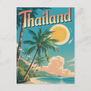Postal Cartel de viaje de estilo vintage de una Tailandia