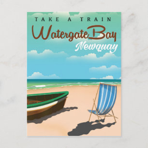 Postal Cartel de viaje de estilo vintage de Watergate Bay