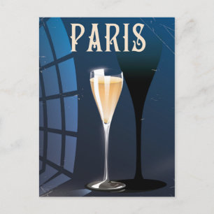 Postal Cartel de viaje de estilo vintage para beber vino