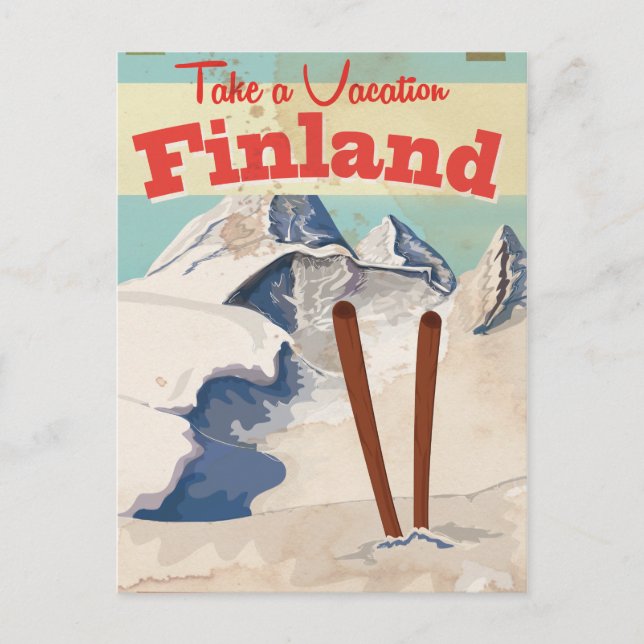 Postal Cartel de viaje de Finlandia de época (Anverso)