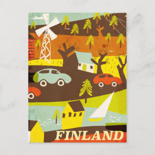 Postal Cartel de viaje de Finlandia de mediados de siglo 