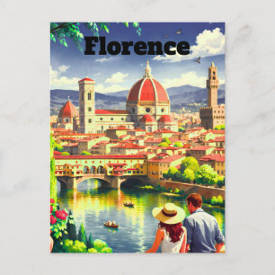 Postal Cartel de viaje de Florencia Italia – Ciudad escén