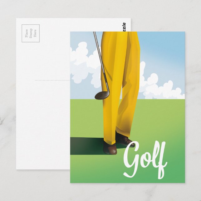 Postal Cartel de viaje de golf vintage (Anverso / Reverso)