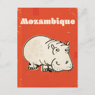 Postal Cartel de viaje de hipopótamo de Mozambique