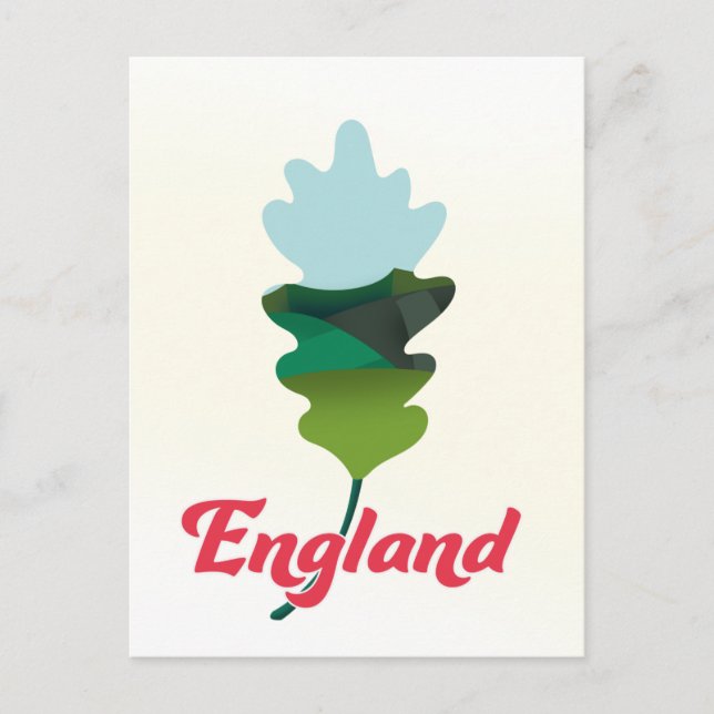 Postal cartel de viaje de hoja de roble de Inglaterra (Anverso)