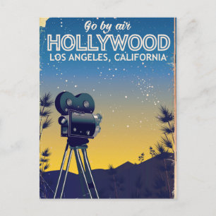 Postal Cartel de viaje de Hollywood Los Ángeles Californi
