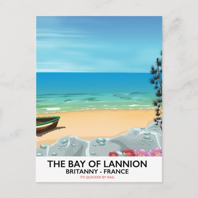 Postal Cartel de viaje de la Bahía de Lannion en Francia (Anverso)