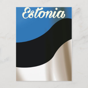 Postal cartel de viaje de la bandera nacional de Estonia
