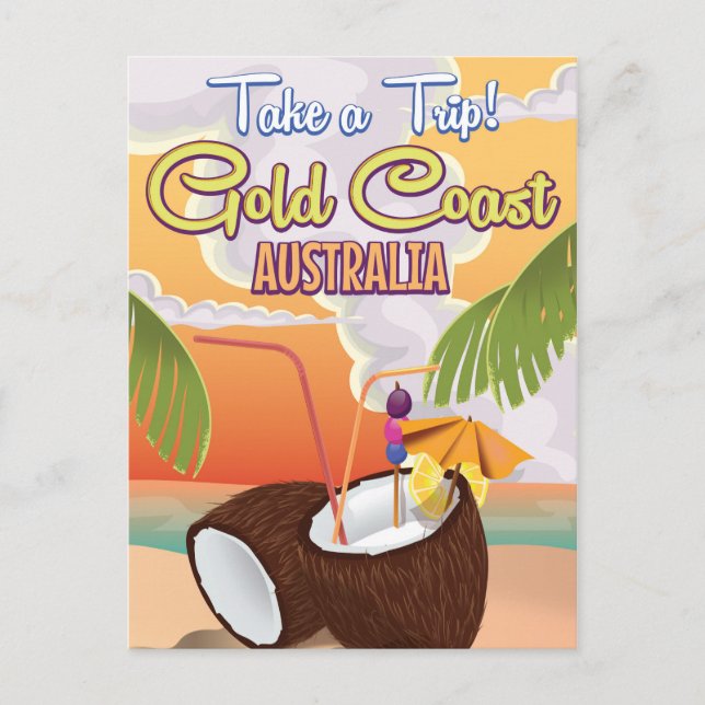 Postal Cartel de viaje de la Costa de Oro, Australia (Anverso)