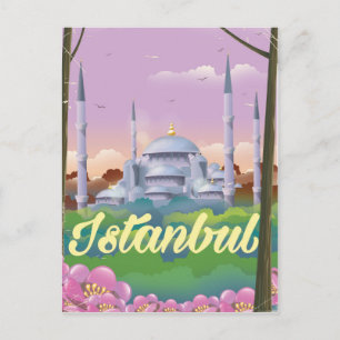 Postal cartel de viaje de la mezquita azul de Estambul