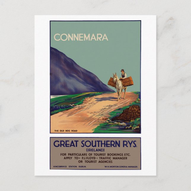 Postal Cartel de Viaje de la Vieja Conemara Irlanda (Anverso)