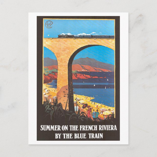 Postal Cartel de Viaje de la Vieja Riviera Francesa (Anverso)