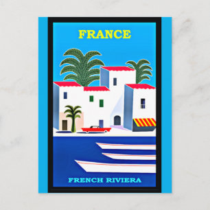Postal Cartel de Viaje de la Vieja Riviera Francesa