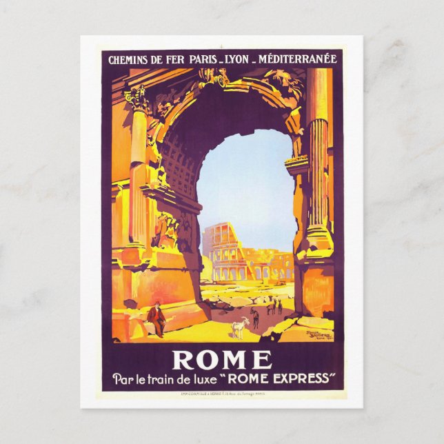 Postal Cartel de viaje de la Vieja Roma, Italia, 1921 (Anverso)
