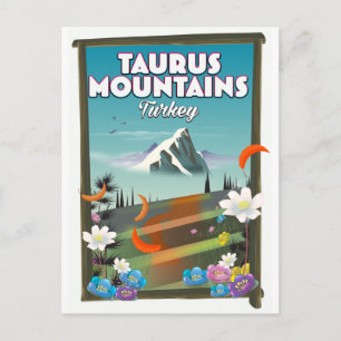 Postal Cartel de viaje de las montañas Tauro Turquía.