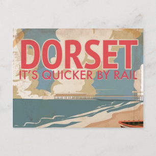 Postal Cartel de viaje de locomotora antigua de Dorset, I