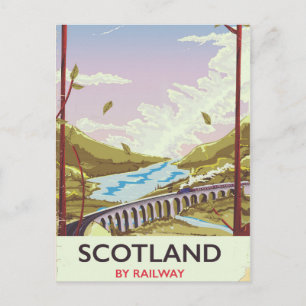 Postal Cartel de viaje de locomotora antigua de Escocia