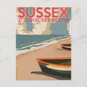 Postal Cartel de viaje de locomotora antigua de Sussex, I